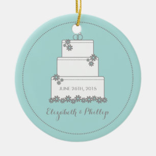 Commemorative Wedding Cake Ornament - Seafoam