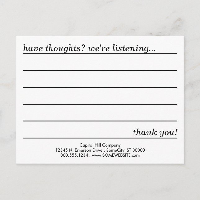 comment card (Front)