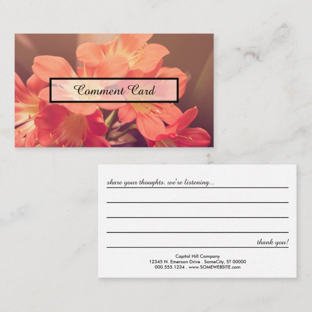 comment card beautiful flowers (Front/Back)