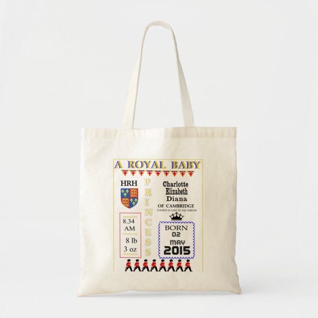 Commeorative Keepsakes Royal Princess Charlotte Tote Bag (Front)