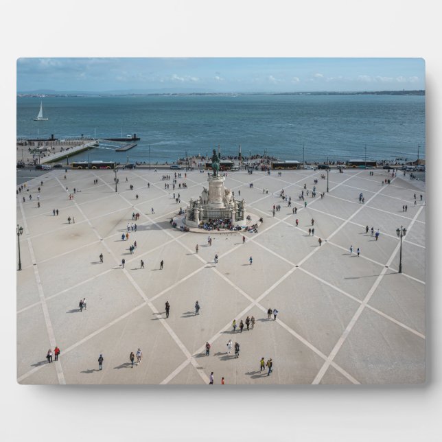 Commerce Square from above in Lisbon, Portugal Plaque (Front)