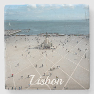 Commerce Square from above in Lisbon, Portugal Stone Coaster