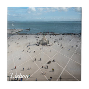 Commerce Square from above in Lisbon, Portugal Tile