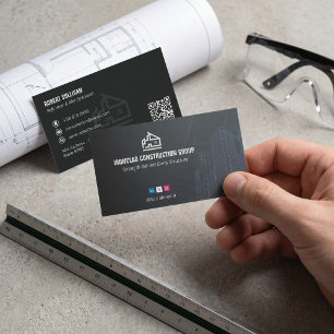 Commercial Building Contractors Dark Minimalist Business Card