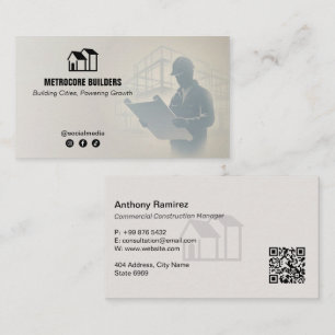 Commercial Building Contractors   Gray Sketch Business Card