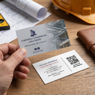 Commercial Building Contractors Iron Gray Business Card