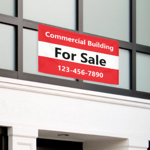 Commercial Building for Sale Red Black and White Banner