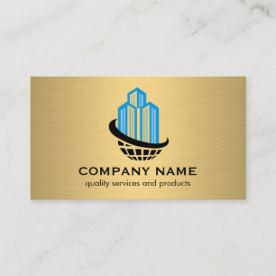 Commercial Buildings Global Logo Gold Metallic Business Card