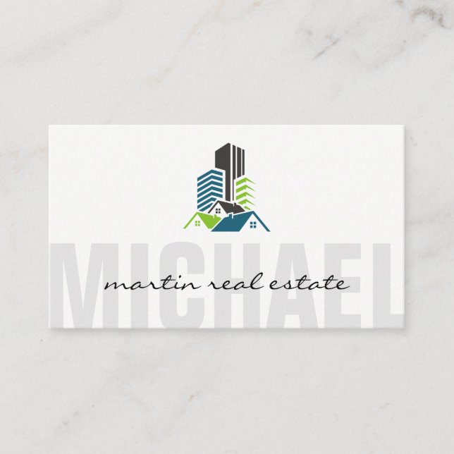 Commercial Buildings | Residential Real Estate Business Card (Front)