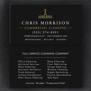 Commercial Cleaning Black Gold Business Card