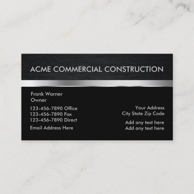 Commercial Construction Contact Cards (Front)