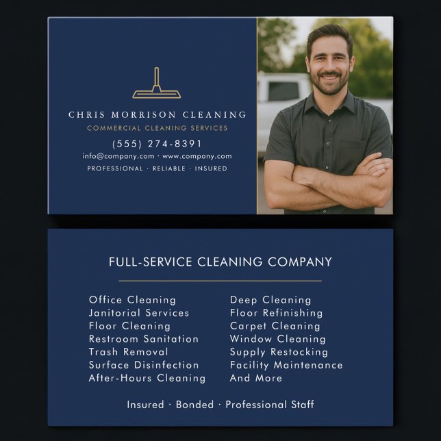 Commercial Janitorial Cleaning Photo Business Card (Creator Uploaded)