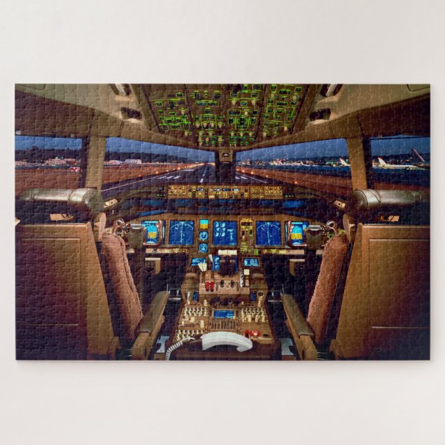 Commercial Jet Aircraft Cockpit Interior Jigsaw Puzzle (Horizontal)