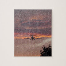 Commercial Jet Landing At Sunset