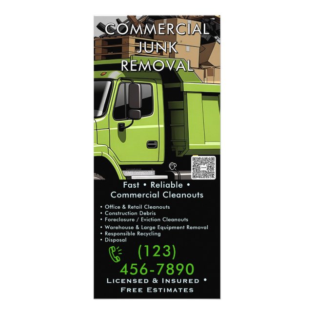 Commercial Junk Removal Rack Card - Office Retail  (Front)