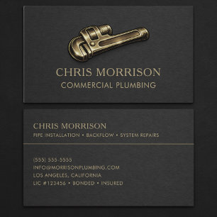 Commercial Plumber Wrench Professional Business Card