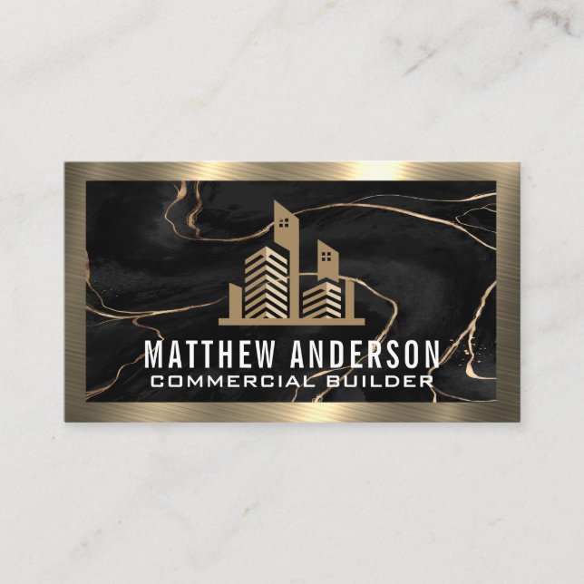 Commercial Property | Marble | Gold Metallic Business Card (Front)