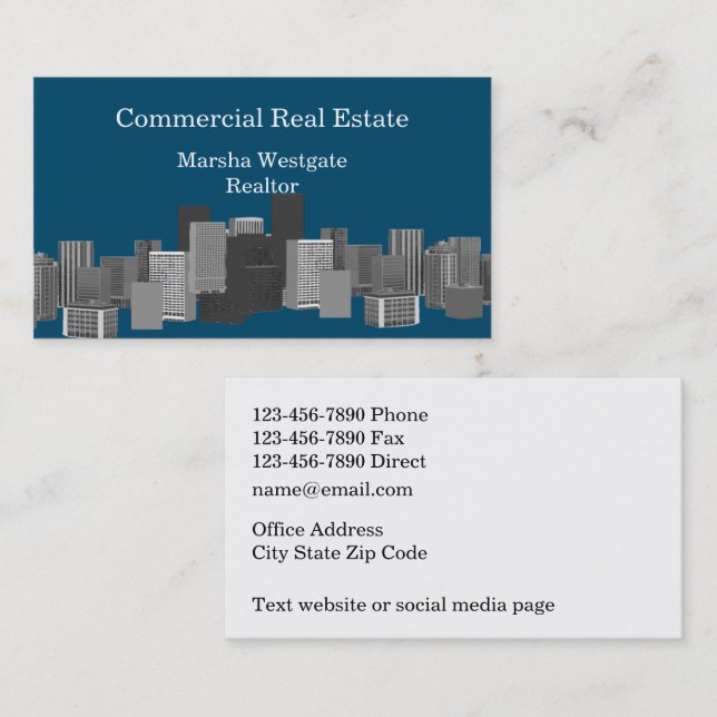 Commercial Real Estate Agent Business Cards (Front/Back)