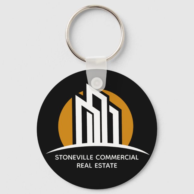 Commercial Real Estate Agent Chic Custom Black Key Ring (Front)