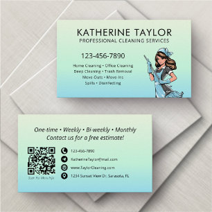 Commercial Residential Cleaning Maid Service Business Card