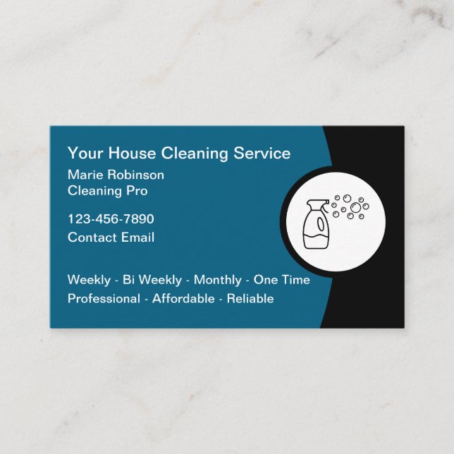 Commercial Residential Cleaning Service Business Card (Front)