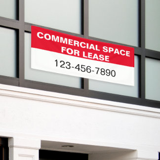 Commercial Space for Lease & Phone Red White Black Banner
