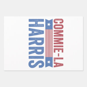 Commie-La Harris 2024 Funny Anti Kamala Harris Wrapping Paper Sheet