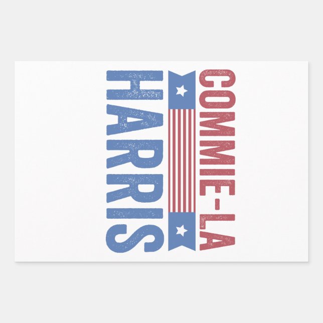 Commie-La Harris 2024 Funny Anti Kamala Harris Wrapping Paper Sheet (Front)