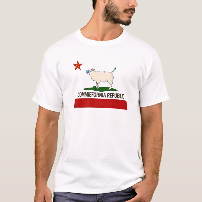 Commiefornia Republic California State Flag Funny T-Shirt (Front)