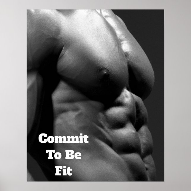 Commit To Be Fit Gym Wall & Fitness Poster - Abs (Front)