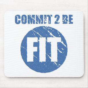 Commit to be Fit Retro Style CERULEAN Mouse Pad