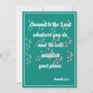 Commit to the Lord Proverbs 16:3 Card