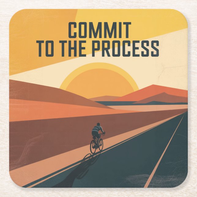 Commit To The Process Square Paper Coaster (Front)
