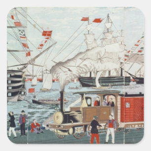 Commodore Perry's Gift of a Railway Square Sticker