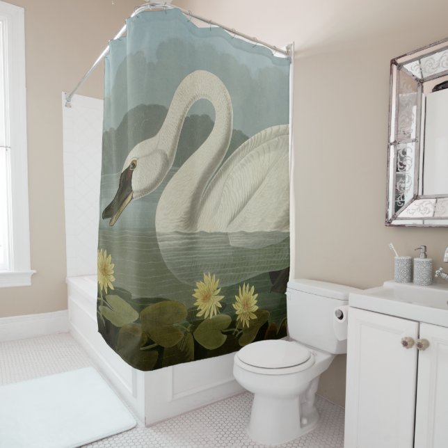 Common American Swan - Audubon's Birds of America Shower Curtain (In Situ)