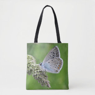 Common Blue Butterfly on Grass Tote Bag
