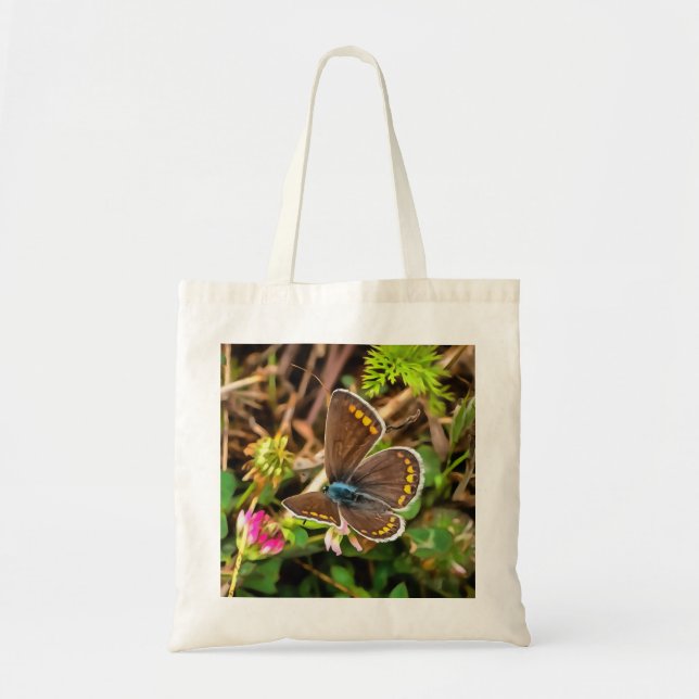 Common Blue Butterfly Polyommatus Icarus Painting Tote Bag (Front)