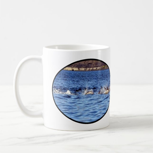 Common Dolphins Active Surfacing Ocean Scene Wild Coffee Mug (Left)