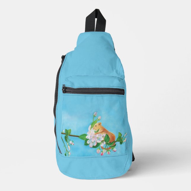 Common Dormouse on a blossoming branch Sling Bag (Front)