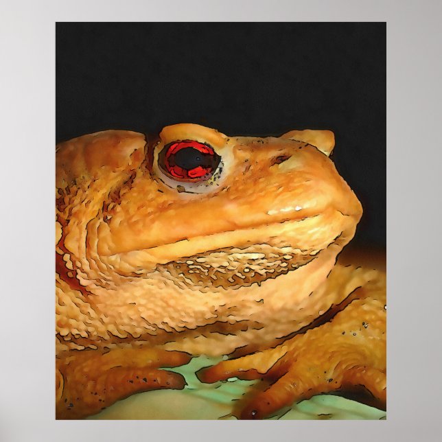 Common European Toad Bufo Bufo Black Outline Art Poster (Front)