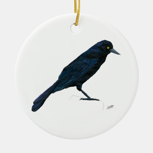 Common Grackle Ceramic Tree Decoration (Front)