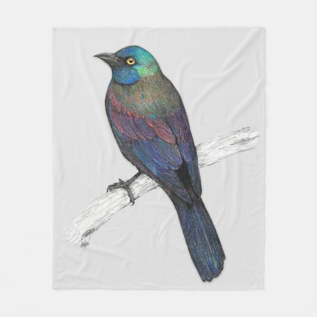 Common Grackle Fleece Blanket (Front)