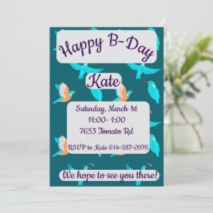 Common Kingfishers Happy Birthday Invitation