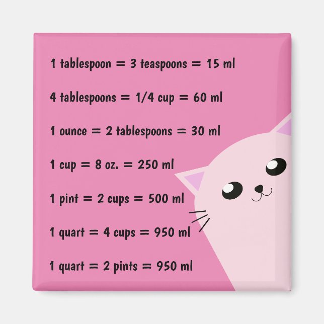Common Kitchen Measurements Magnet (Front)