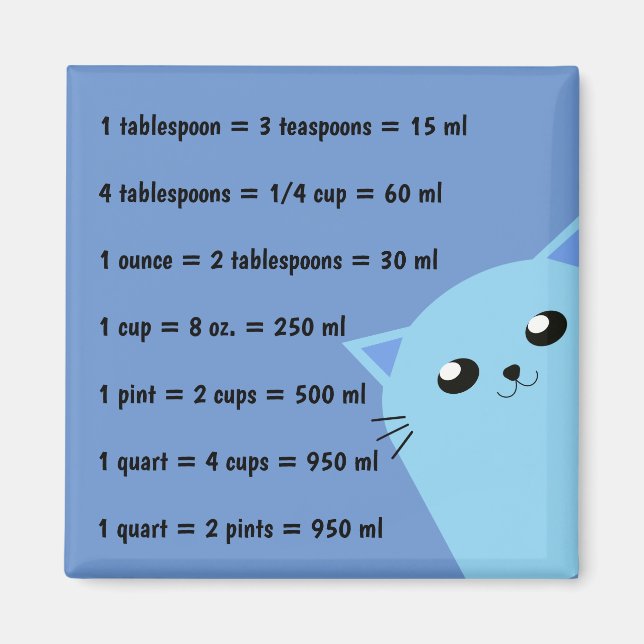 Common Kitchen Measurements Magnet (Front)