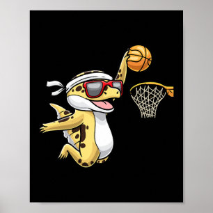 Common Leopard Gecko Playing Bysketbyll Reptile Li Poster