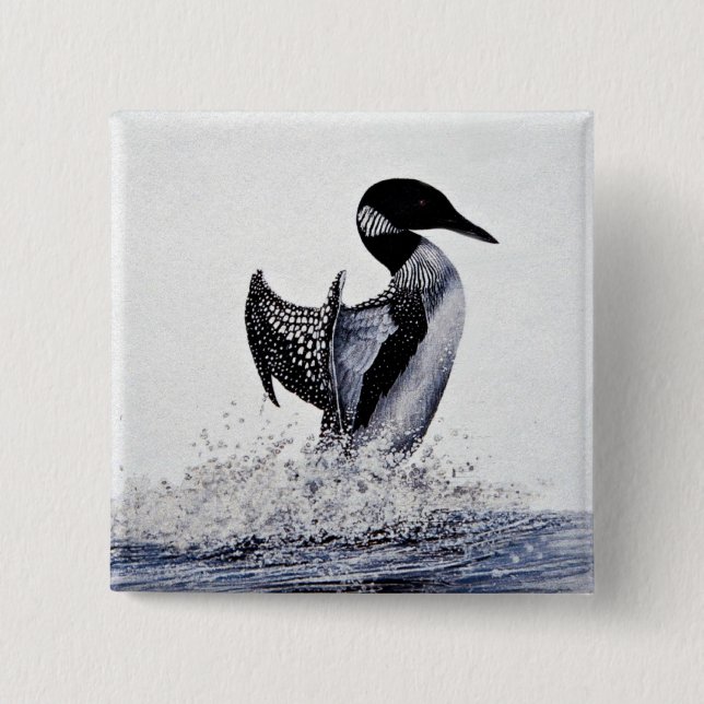 Common loon 15 cm square badge (Front)