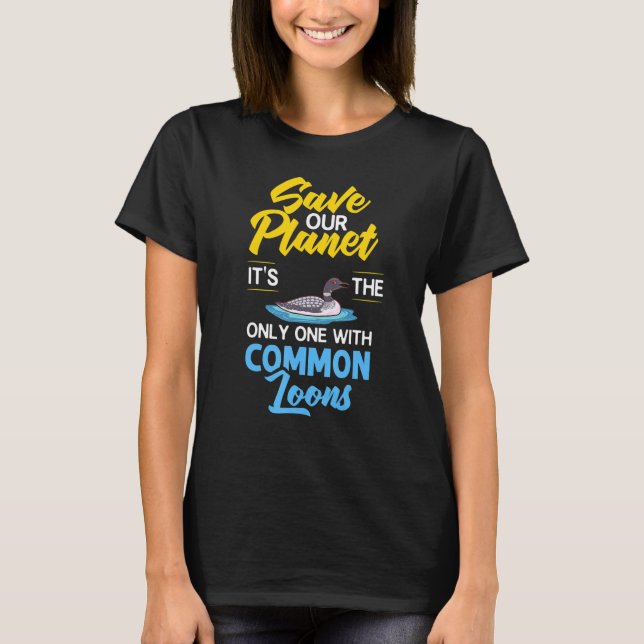 Common Loon Bird Ducks  Cute 2 T-Shirt (Front)