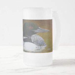 Common Loon Frosted Glass Mug, 16 oz Frosted Glass Beer Mug