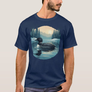 Common Loon - Retro Winter Cabin Christmas Design  T-Shirt